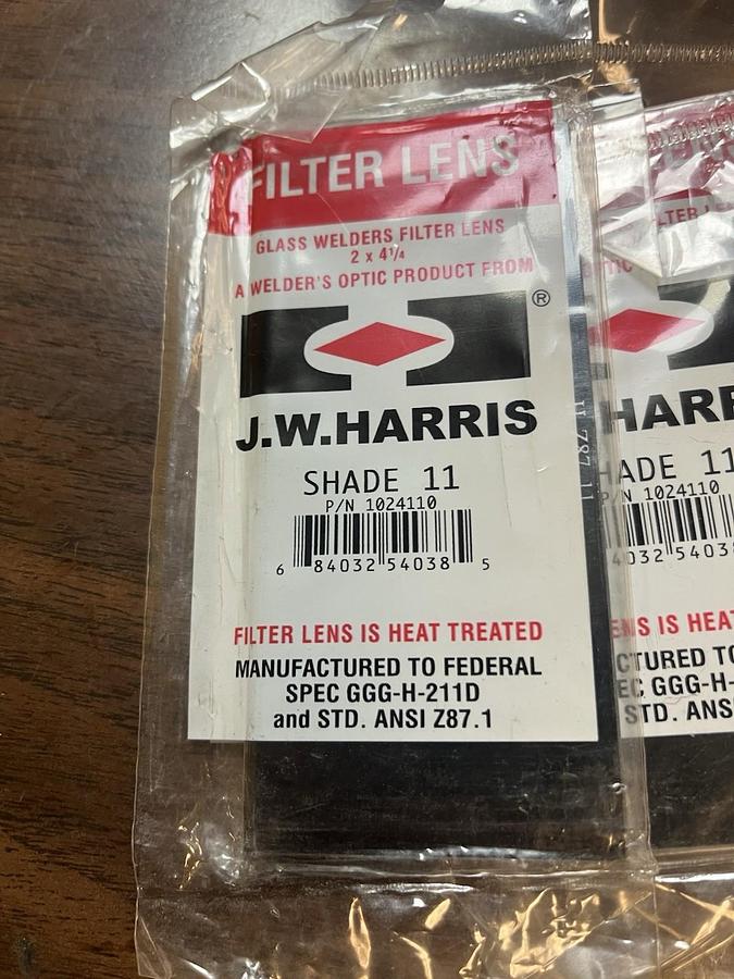 JW HARRIS,1024110,FILTER LENS 2"X4-1/4" SHADE 11 HEAT TREATED LOT OF 5