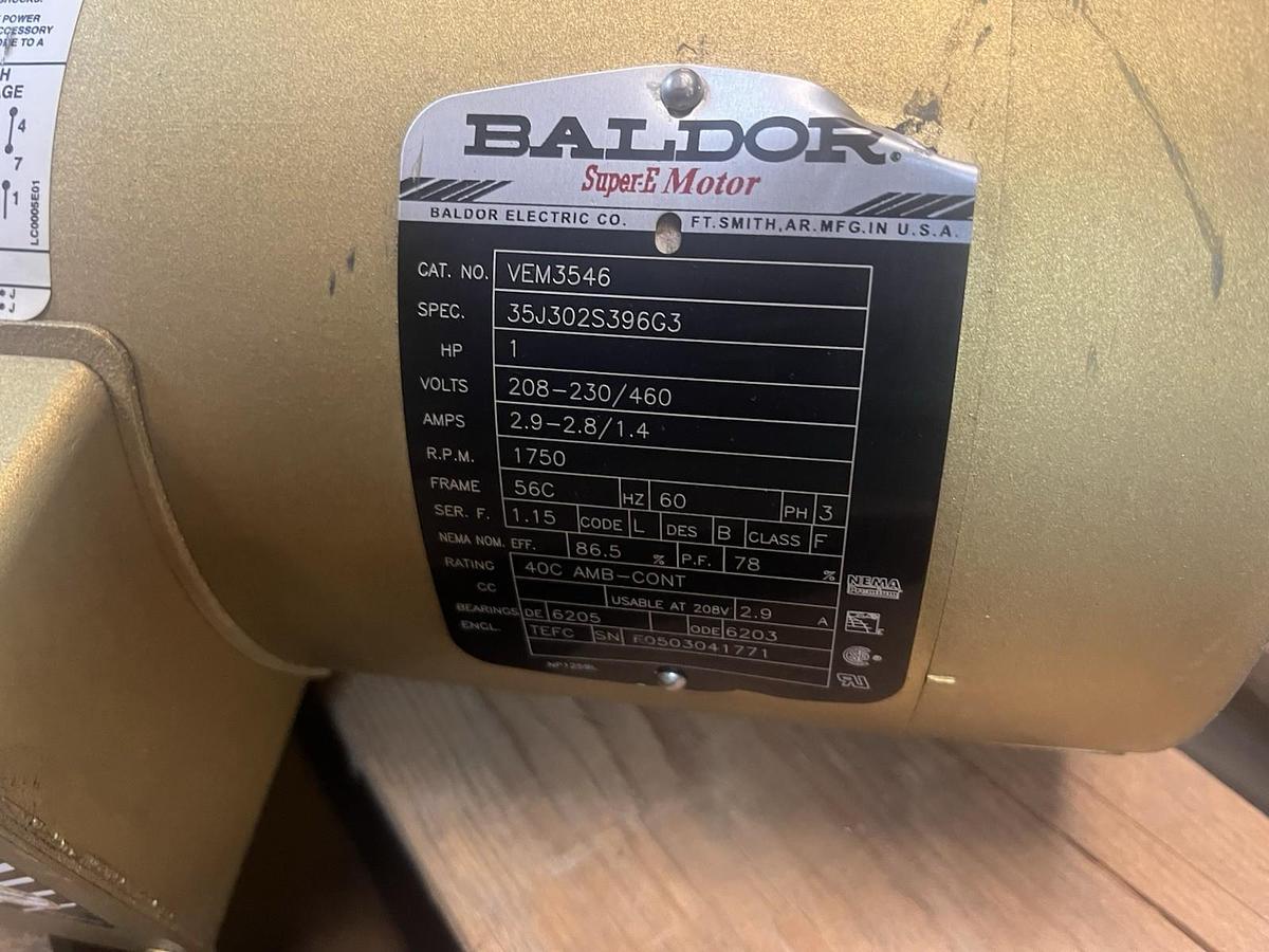 Used BALDOR,VEM3546,SUPER E MOTOR 1HP 1750RPM 3PH 56C