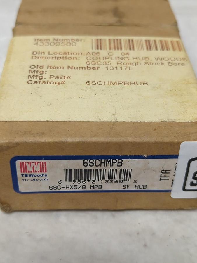 T.B. WOODS,6SCHMP8,SURE-FLEX COUPLING HUB NOS