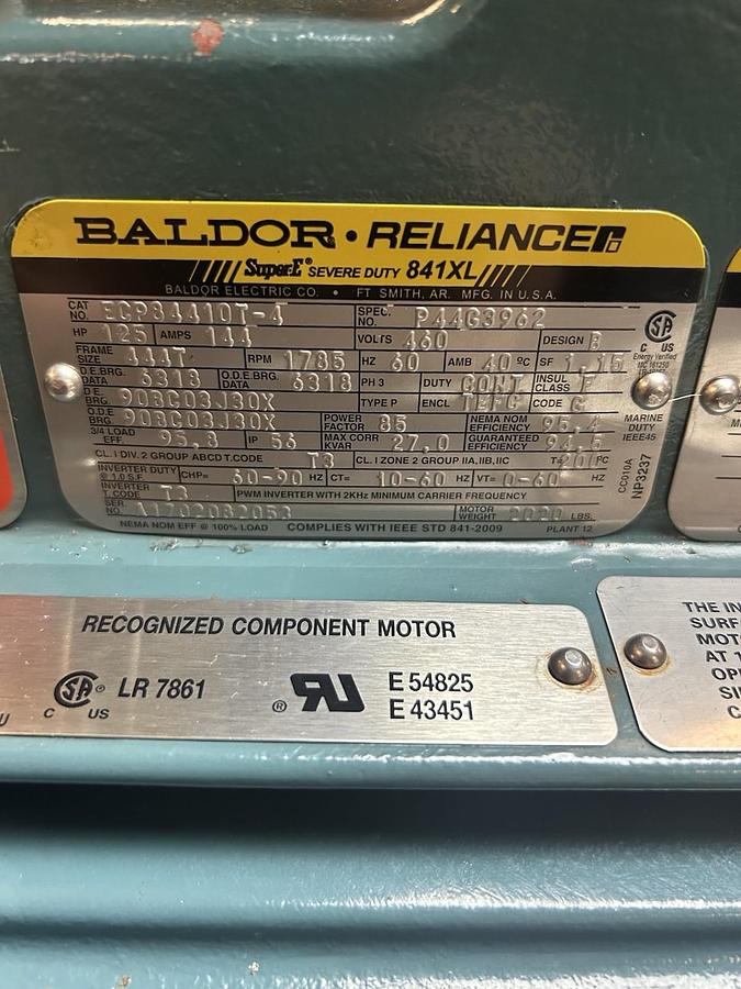 BALDOR,ECP84410T-4,SUPER-E SEVERE DUTY 841XL MOTOR 125HP 460V 1785RPM 3PH 444T