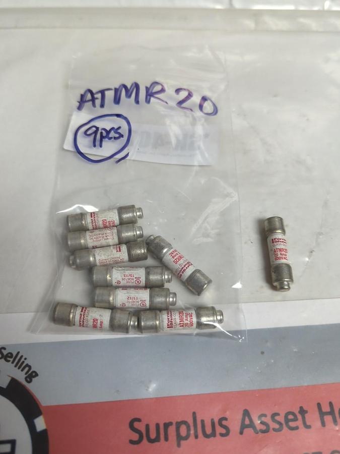 Used FERRAZ SHAWMUT,ATMR20,CLASS CC 20 AMP FUSE LOT OF 9 PRE-OWNED