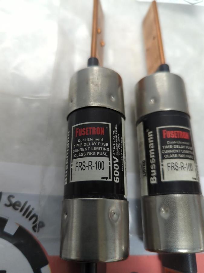 COOPER BUSSMANN,FRS-R-100,FUSETRON 100 AMP FUSES LOT OF 2 NOS