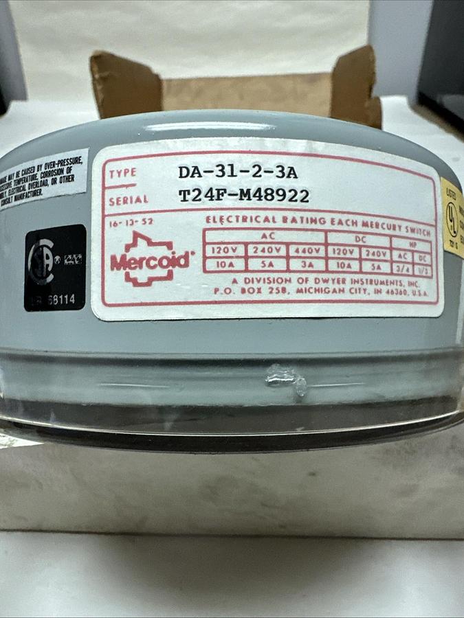 Dwyer Mercoid Controls,DA-31-2-3A,Pressure Switch