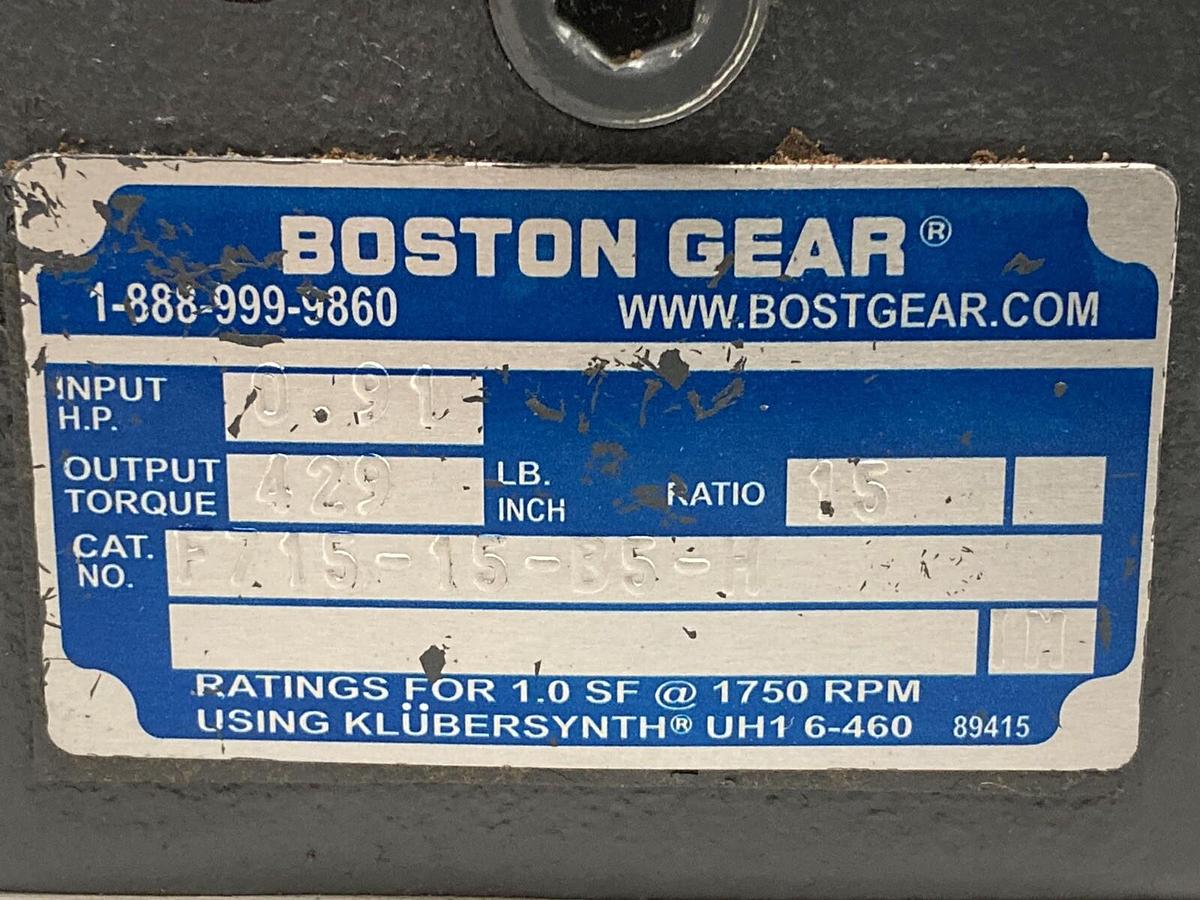 Boston Gear,F715-15-B5-H,Gear Speed Reducer Ratio 15 0.91HP