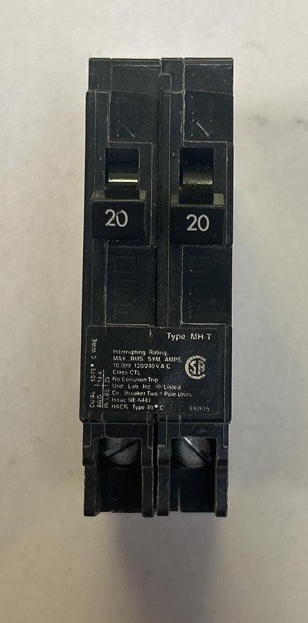 Used MURRAY,MP2020,TANDEM CIRCUIT BREAKER 20A 120/240V 2P