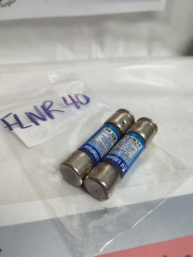 Used LITTELFUSE,FLNR-40,POWR-GARD 40 AMP FUSE LOT OF 2 PRE-OWNED