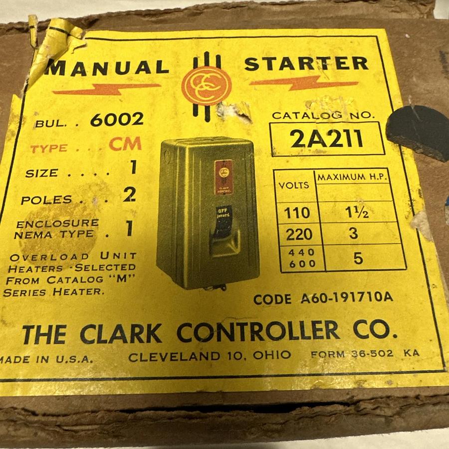 Clark Controller,2A211,Size 1 Manual Starter