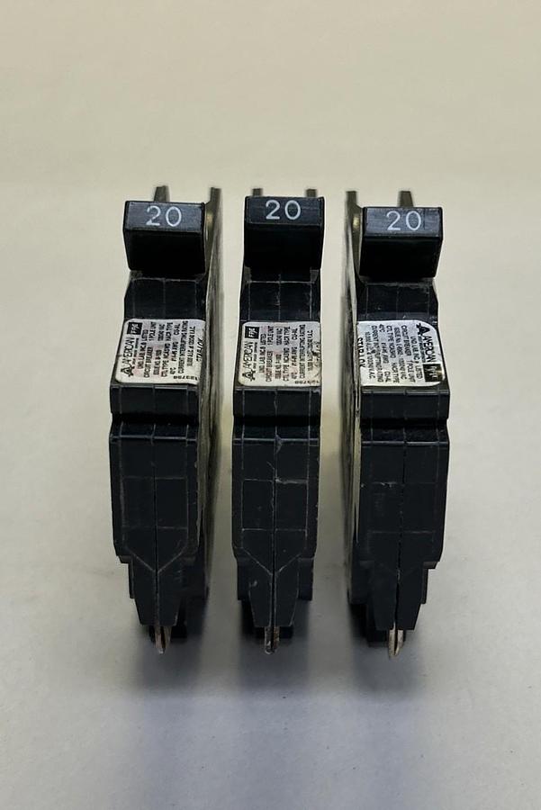 Used AMERICAN FPE,NCASWD120,CIRCUIT BREAKER 20A 120/240V 1P LOT OF 3