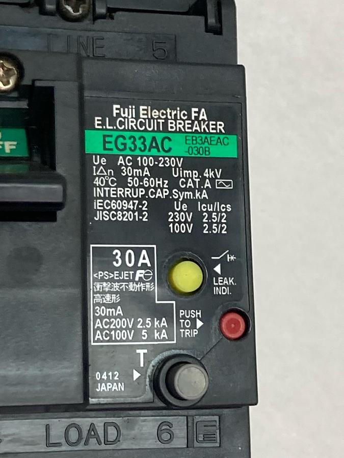 Fuji Electric,EG33AC,Circuit Breaker 50-60Hz 30A 4kV