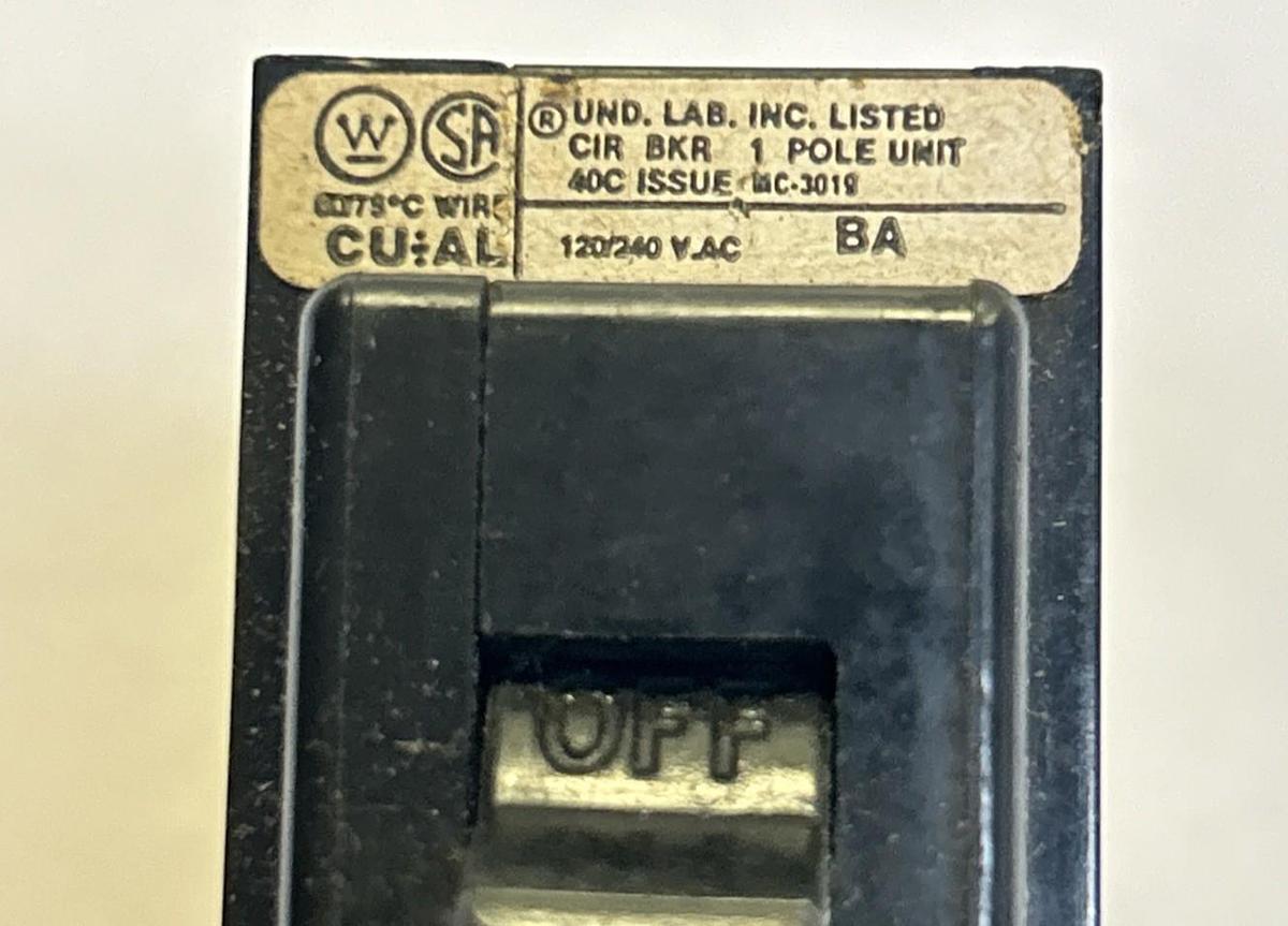 Used WESTINGHOUSE,BA160,CIRCUIT BREAKER 60A 120/240V 1P