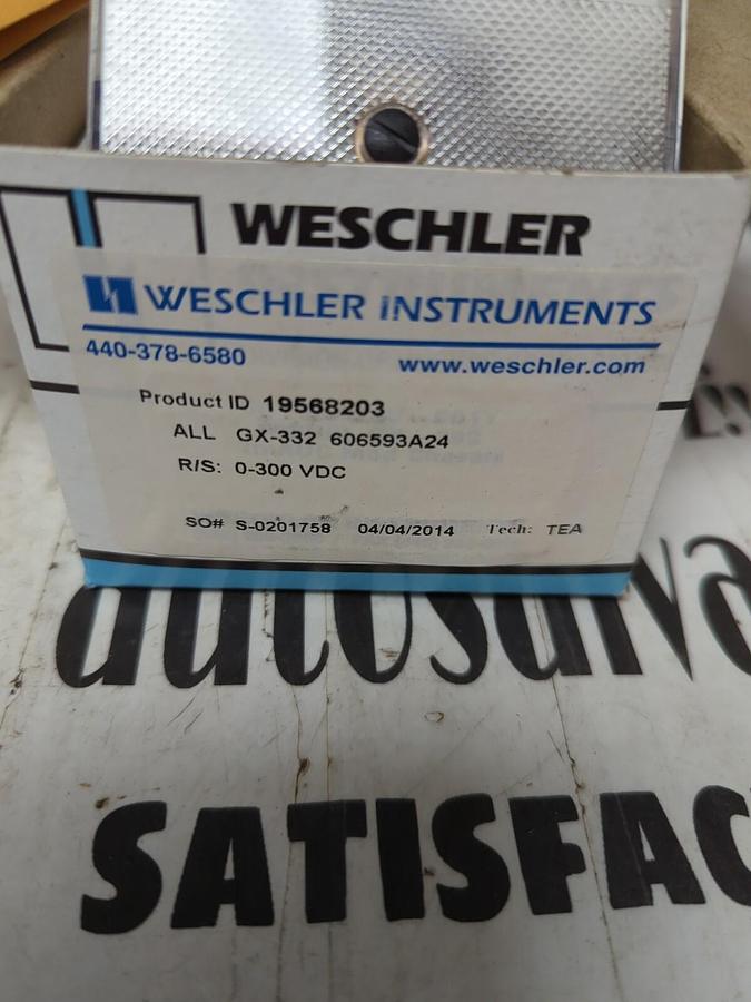 WESCHLER,19568203 ALL GX-332 606593A24 R/S: 0-300VD,PANEL METER NOS