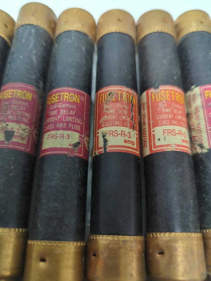 Used COOPER BUSSMANN,FRS-R-3,FUSETRON 3 AMP FUSE LOT OF 7 PRE-OWNED