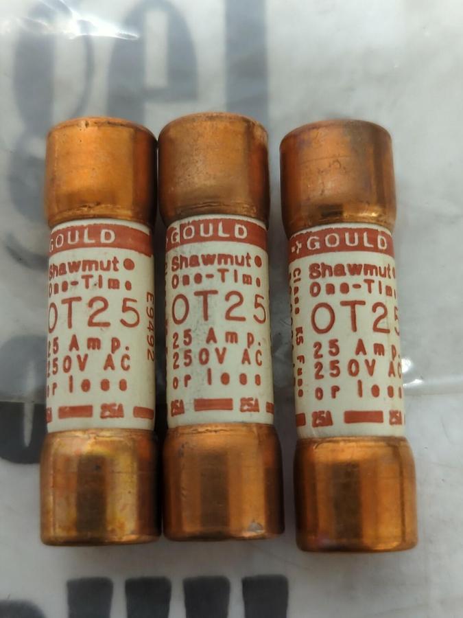 GOULD SHAWMUT,OT25,ONE-TIME FUSES  LOT OF 3 NOS
