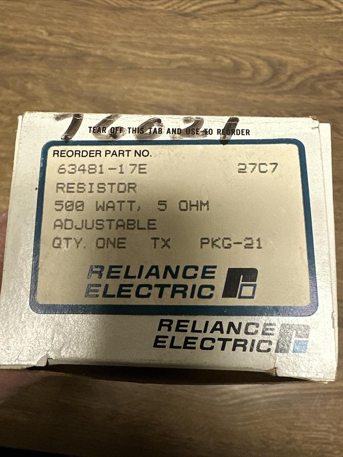 Used Reliance Electric,63481-17E,500 Watt 5 Ohm Adjustable Resistor