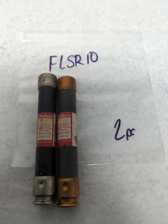 Used LITTELFUSE,FLSR-10,SLO-BLO 10 AMP FUSE LOT OF 2 PRE-OWNED