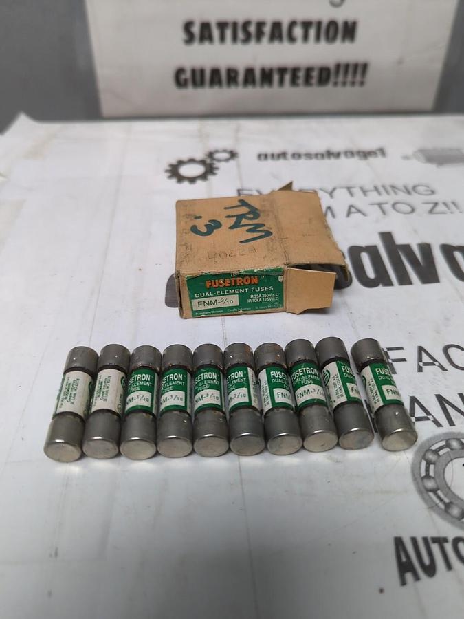 COOPER BUSSMANN,FNM 3/10,FUSETRON 3/10 AMP FUSES BOX OF 10 NOS