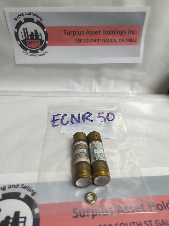 Used RELIANCE,ECNR50,TIME DELAY 50 AMP FUSE LOT OF 2 PRE-OWNED