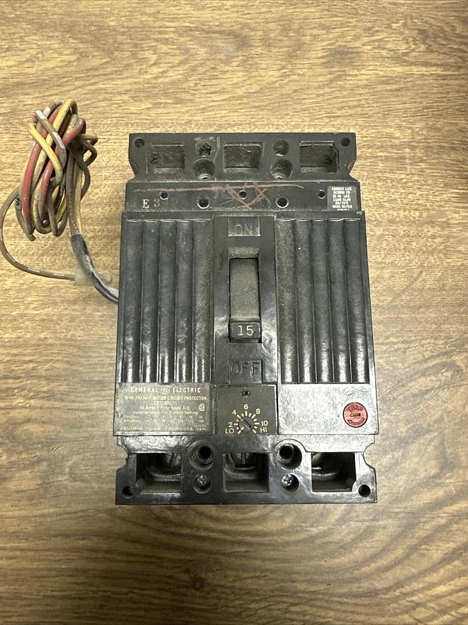Used General Electric,TEC36015,15 Amp 3 Pole 600VAC Circuit Breaker