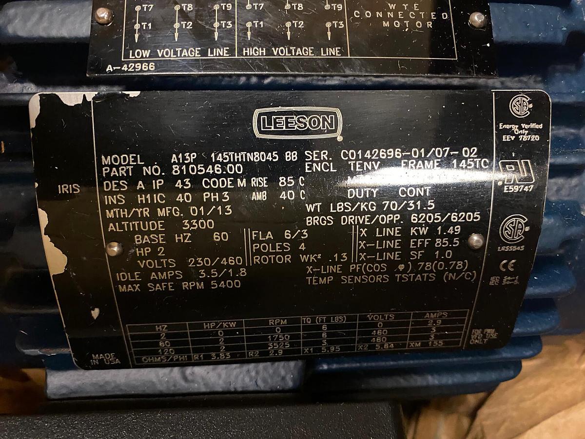 LEESON,810546.00,VECTOR MOTOR A13P 145THTN8045 2HP 5400RPM 145TC