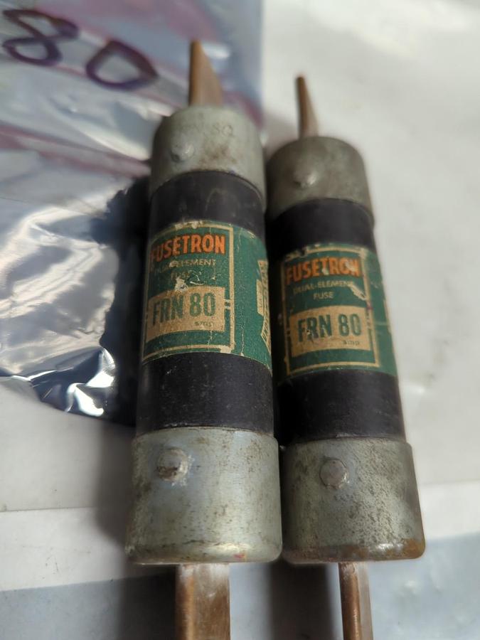 Used COOPER BUSSMANN,FRN-80,FUSETRON 80 AMP FUSE LOT OF 2 PRE-OWNED
