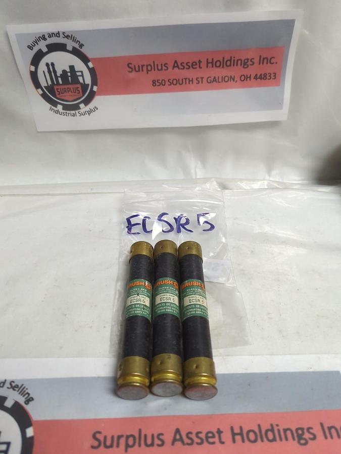 Used BRUSH,ECSR-5,TIME DELAY 5 AMP FUSE LOT OF 3 PRE-OWNED