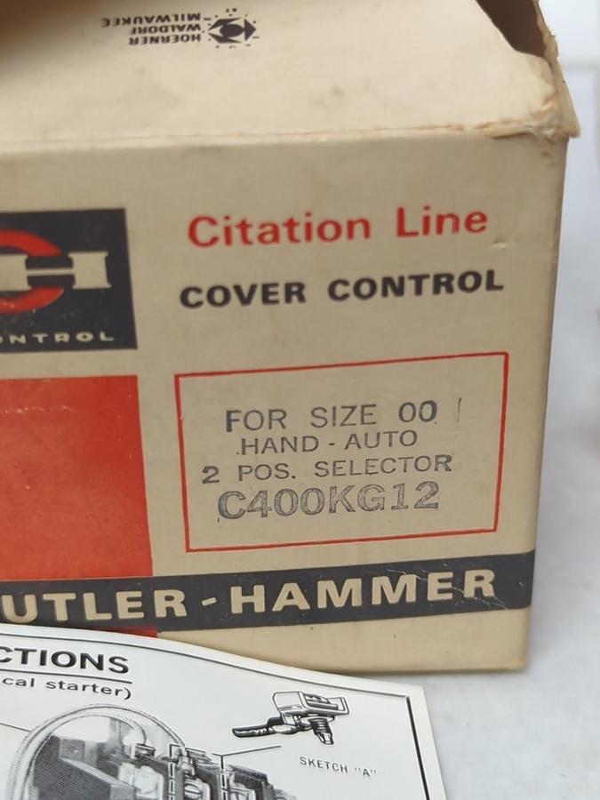 CUTLER-HAMMER,C400KG12,COVER CONTROL KIT HEAD.AUTO 2-POS SELECTOR NOS