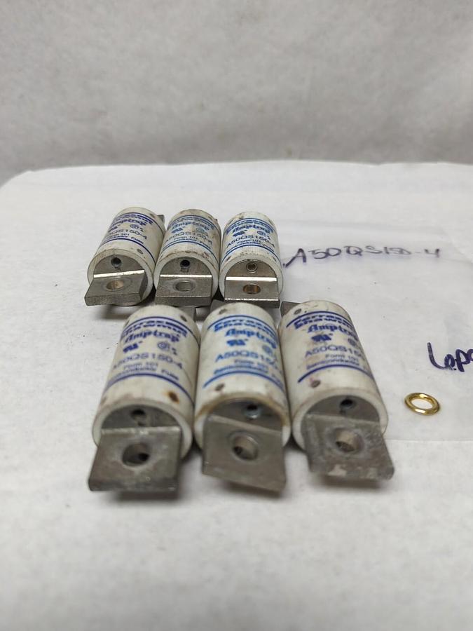 Used FERRAZ SHAWMUT,A50QS150-4,SEMI-CONDUCTOR 150 AMP FUSE LOT OF 6 PRE-OWNED
