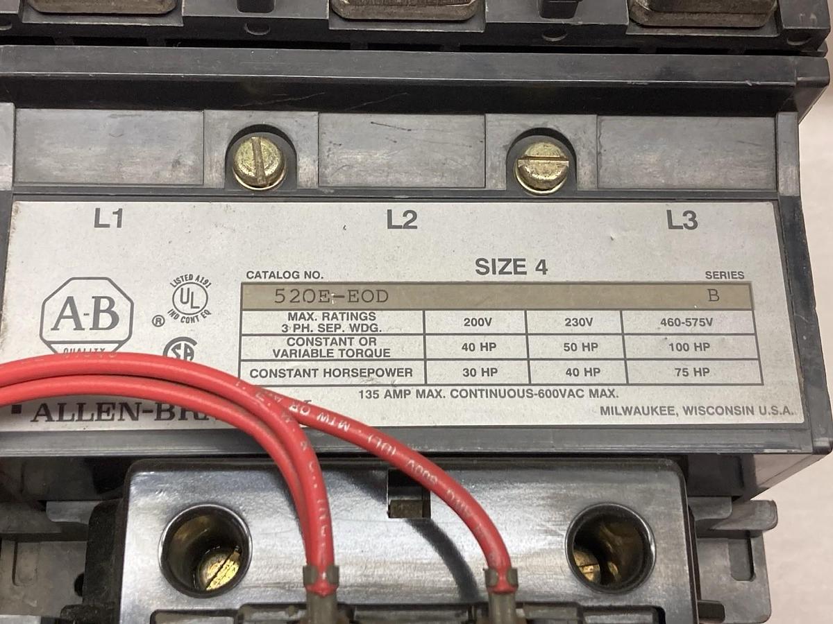 Used Allen-Bradley,520E-EOD,Nema Size 4 2-Speed Winding Starter