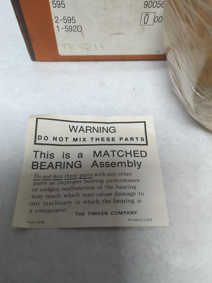 TIMKEN,595 90056,PRECISION DOUBLE ROLLER BEARING ASSEMBLY NOS