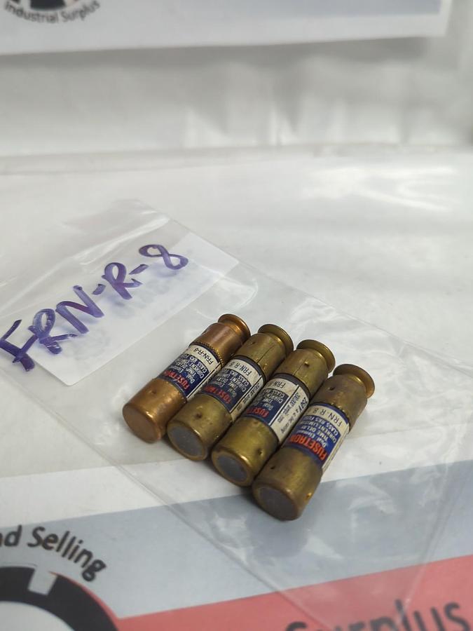 Used COOPER BUSSMANN,FRN-R-8,FUSETRON 8 AMP FUSE LOT OF 4 PRE-OWNED