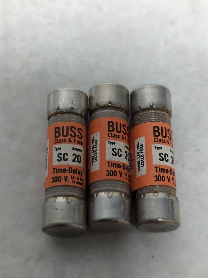 COOPER BUSSMANN,SC 20,BUSS 20 AMP FUSE LOT OF 3 NOS