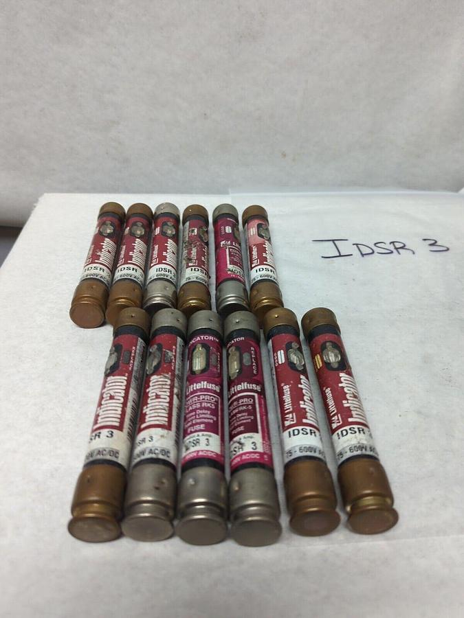 Used LITTELFUSE,IDSR3,INDICATOR 3 AMP FUSE LOT OF 12 PRE-OWNED