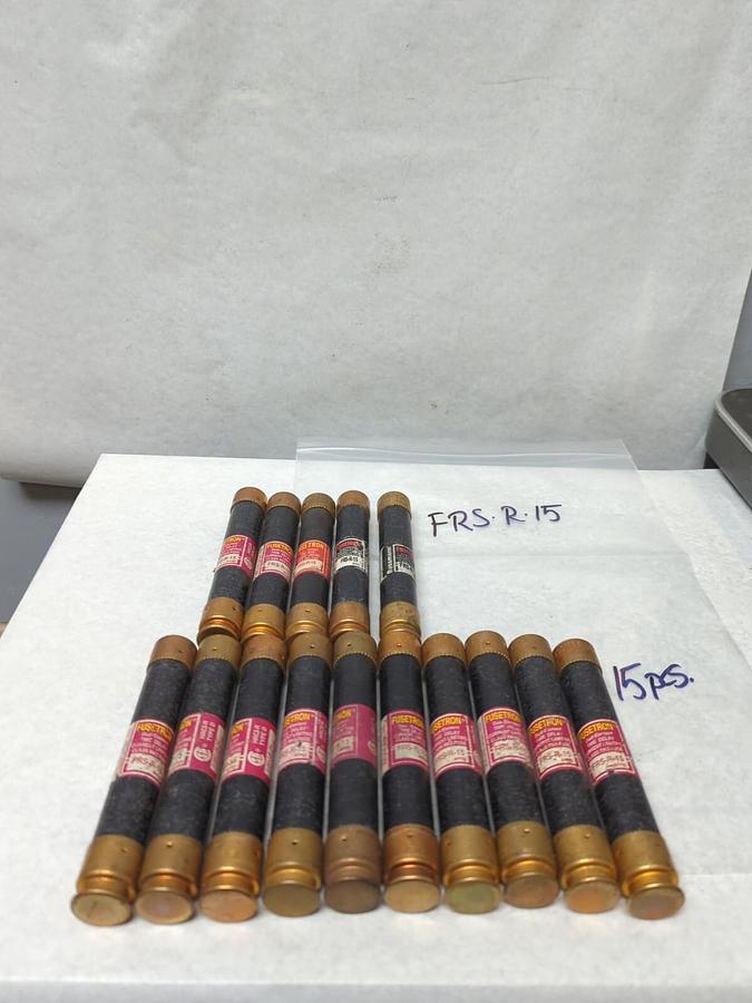 Used COOPER BUSSMANN,FRS-R-15,FUSETRON 15 AMP FUSE LOT OF 15 PRE-OWNED