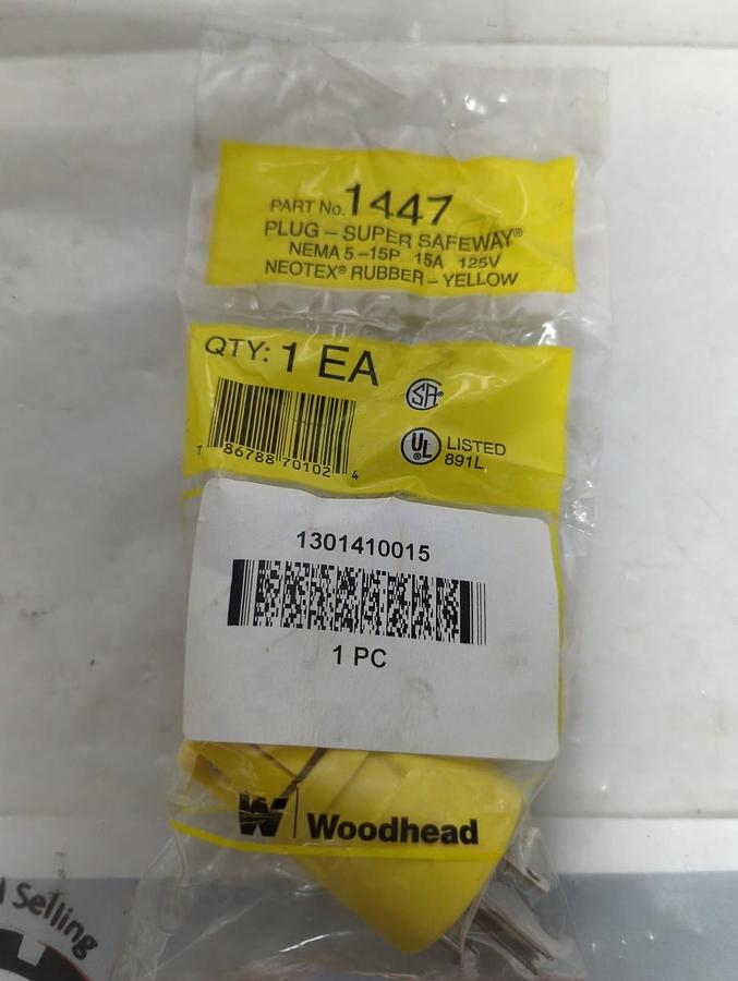 WOODHEAD,1447,PLUG SUPER SAFEWAY NEMA 5-15P 15A 125V NOS