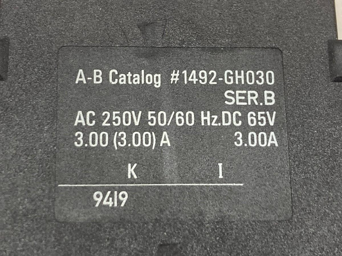 Used Allen Bradley,1492-GH030,Miniature Circuit Breaker Ser B 250V 50/60Hz