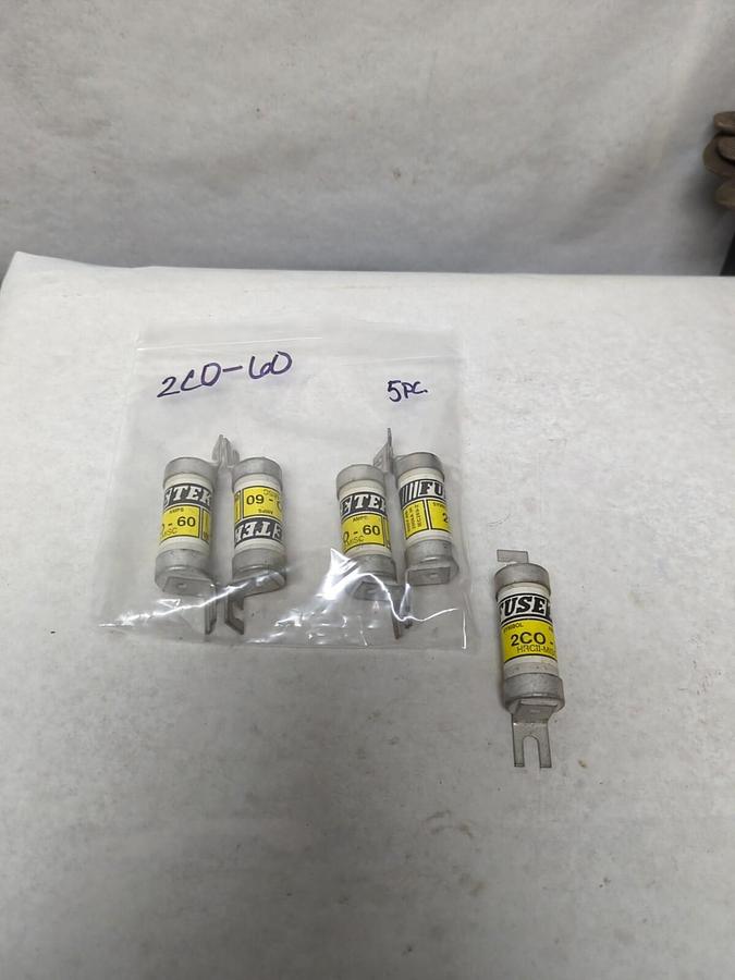 Used FUSE TEK,2CO-60,BOLT ON FUSE 60 AMP600V LOT OF 5 PRE-OWNED