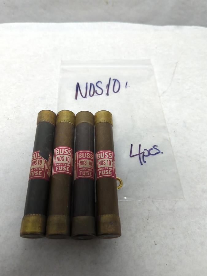 Used COOPER BUSSMANN,NOS10,ONE-TIME 10 AMP FUSE LOT OF 4 PRE-OWNED