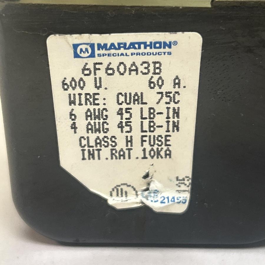 MARATHON,6F60A3B,FUSE HOLDER 60A 600V NOS