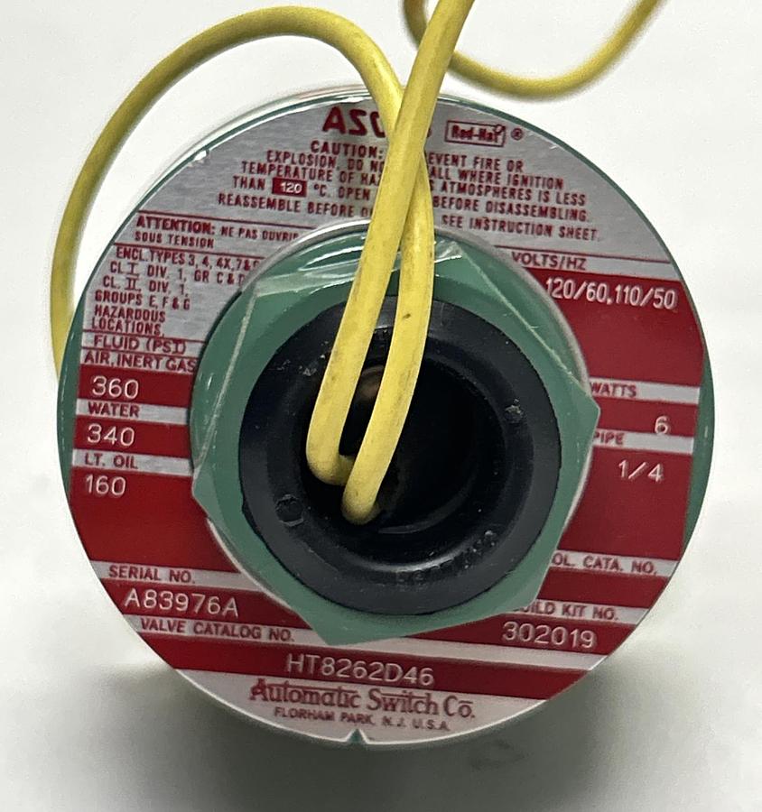 Used ASCO,HT8262D46,SOLENOID VALVE NOS