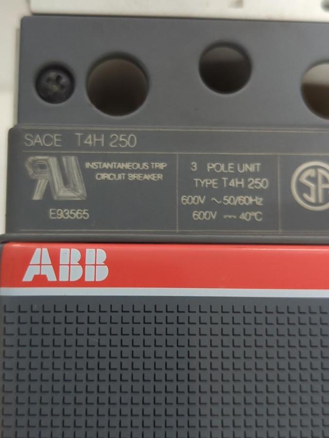 Used ABB SACE,PR221DS,TMAX INSTANTANEOUS TRIP CIRCUIT BREAKER 250 AMP 3-POLE