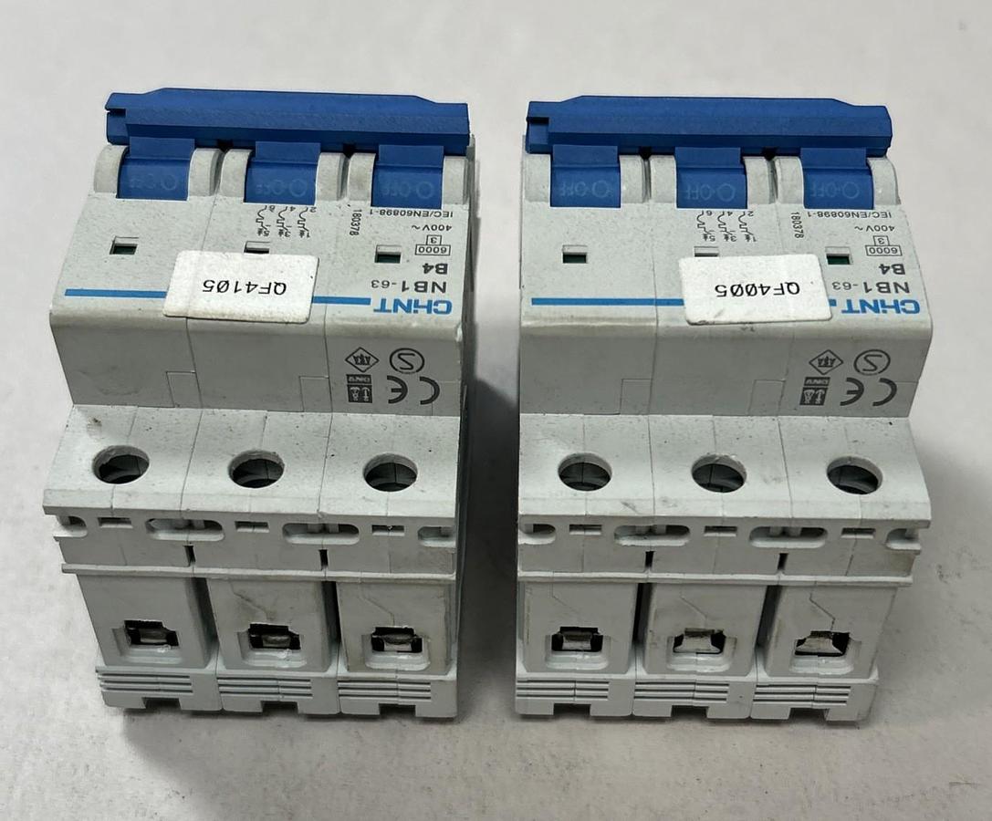 Used CHINT,NB1-63,CIRCUIT BREAKER 4A 400V 3P LOT OF 2