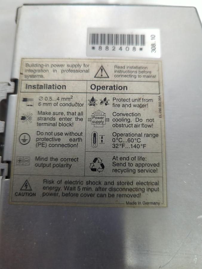 Used SOLA,SDN4-24-100,POWER SUPPLY 115/230VAC PRE-OWNED