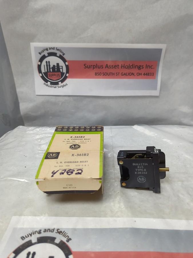 ALLEN BRADLEY,X-36182,L.H. OVERLOAD RELAY SIZE 0 & 1 NOS
