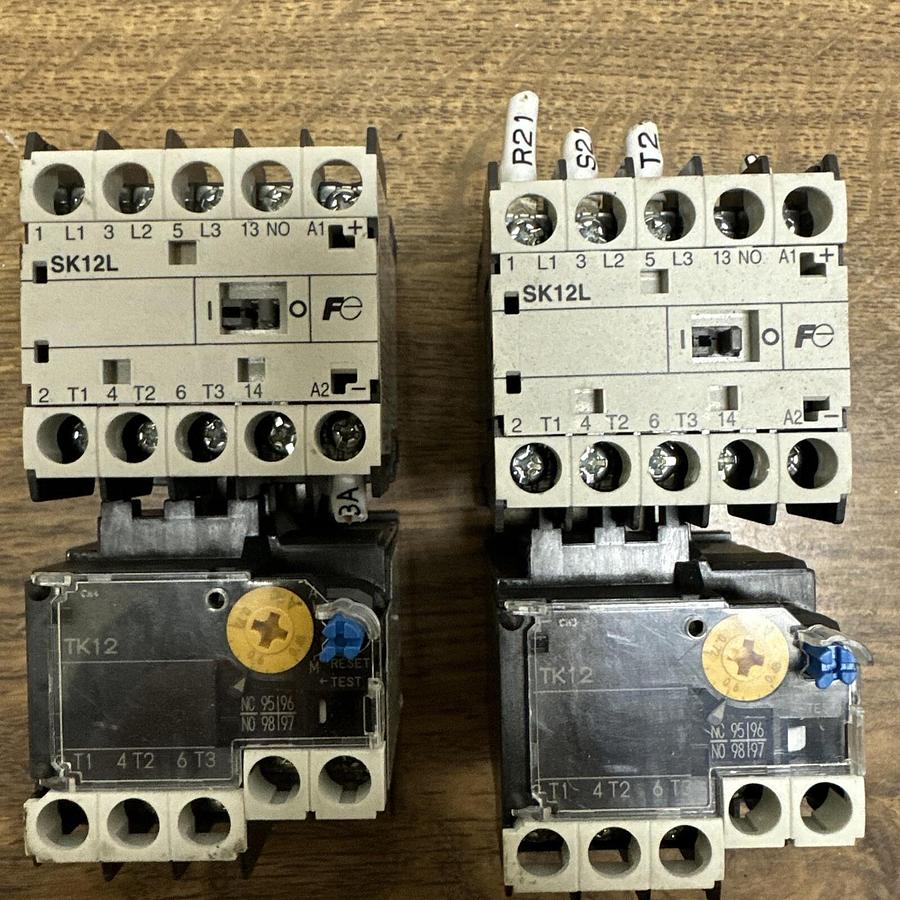 Used Fuji,SK12L,Contactor,W TK12 Overload Relay LOT of 2