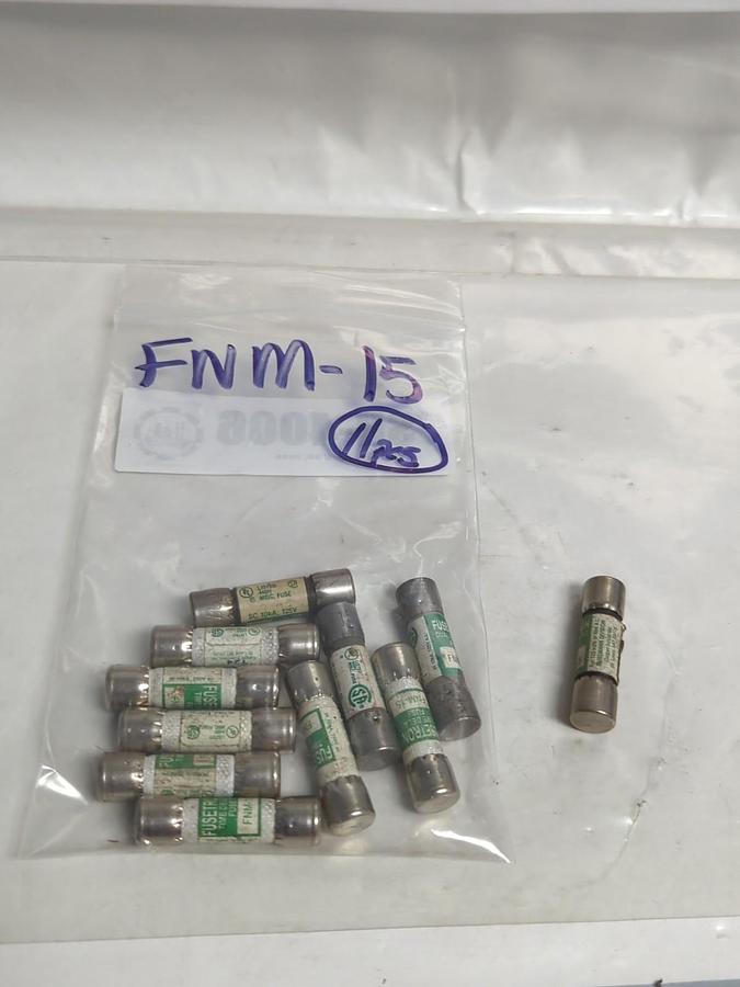 Used COOPER BUSSMANN,FNM-15,FUSETRON 15 AMP FUSE LOT OF 11 PRE-OWNED