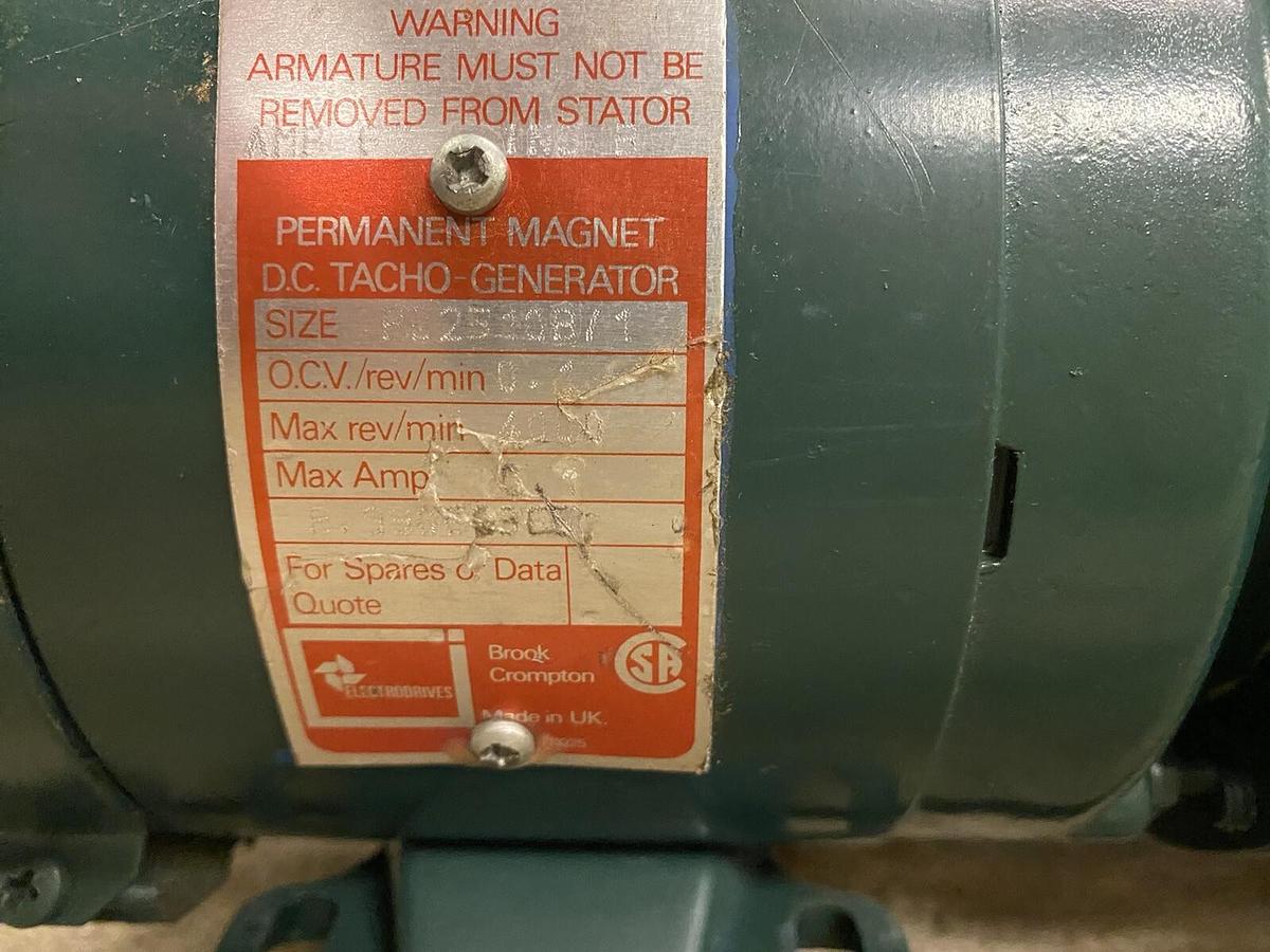 Used RELIANCE,DC1811ATZ,3HP DC MOTOR 1750RPM 180V BROCK COMPTON BD2510B/1 TACHOMETER