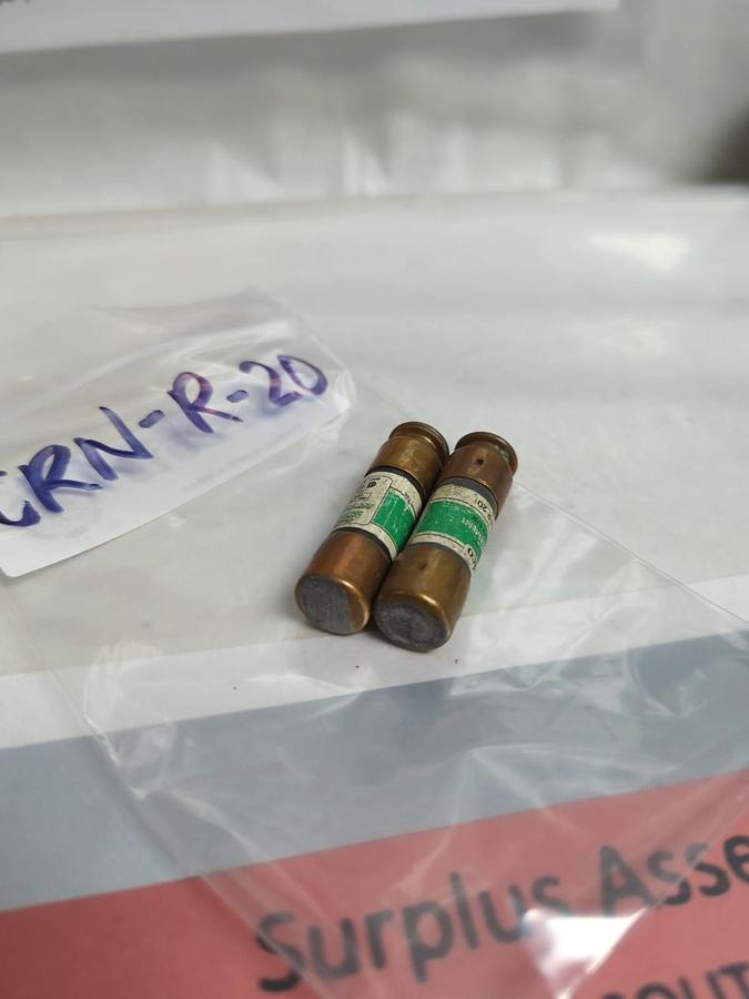 Used CEFCO,CRN-R-20,DUAL ELEMENT 20 AMP FUSE LOT OF 2 PRE-OWNED
