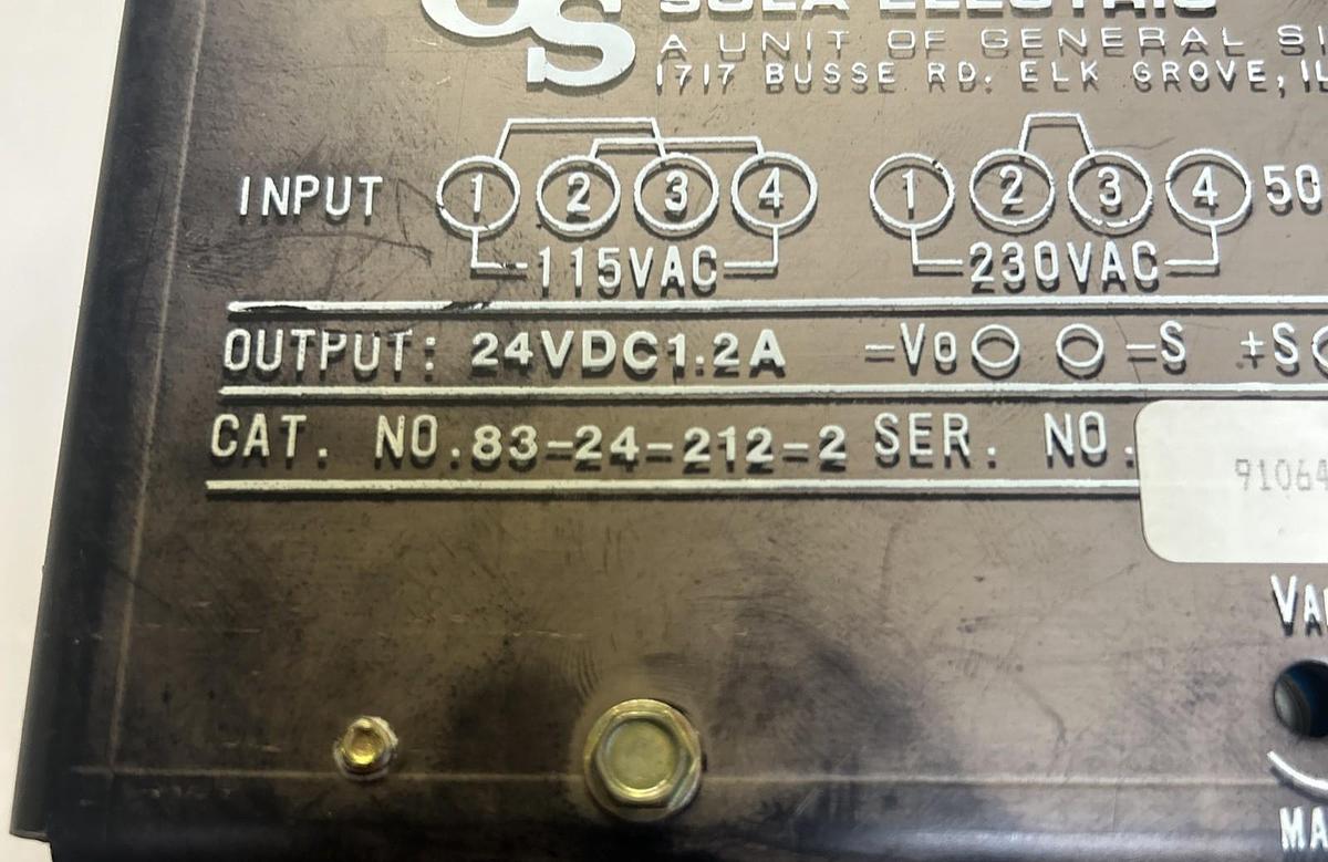 Used SOLA,83-24-212-2,POWER SUPPLY
