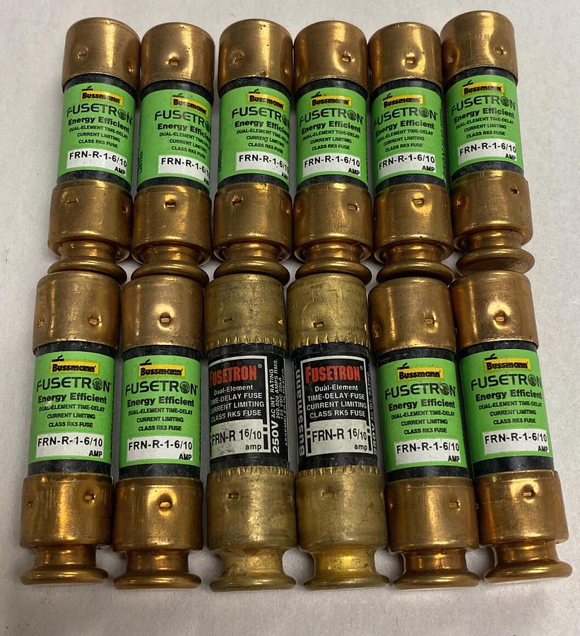 Bussmann,FRN-R-1 6/10,Fusetron Fuse Lot Of 12 NOS