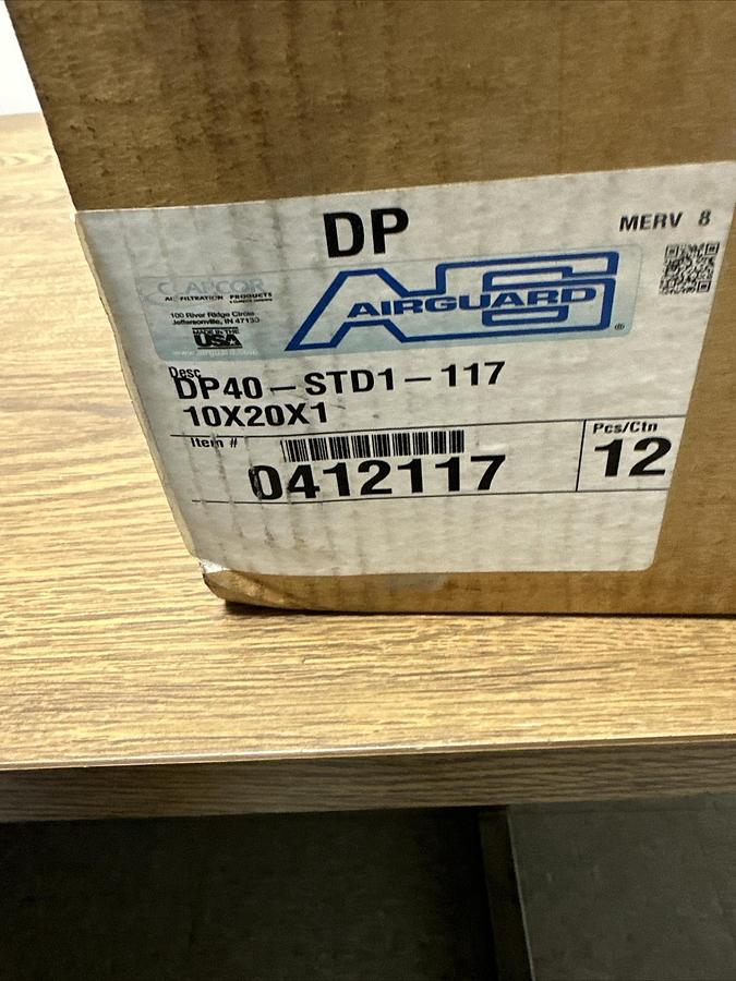 Airguard,DP40-STD1-117 10x20x1,Air Filter box of 12